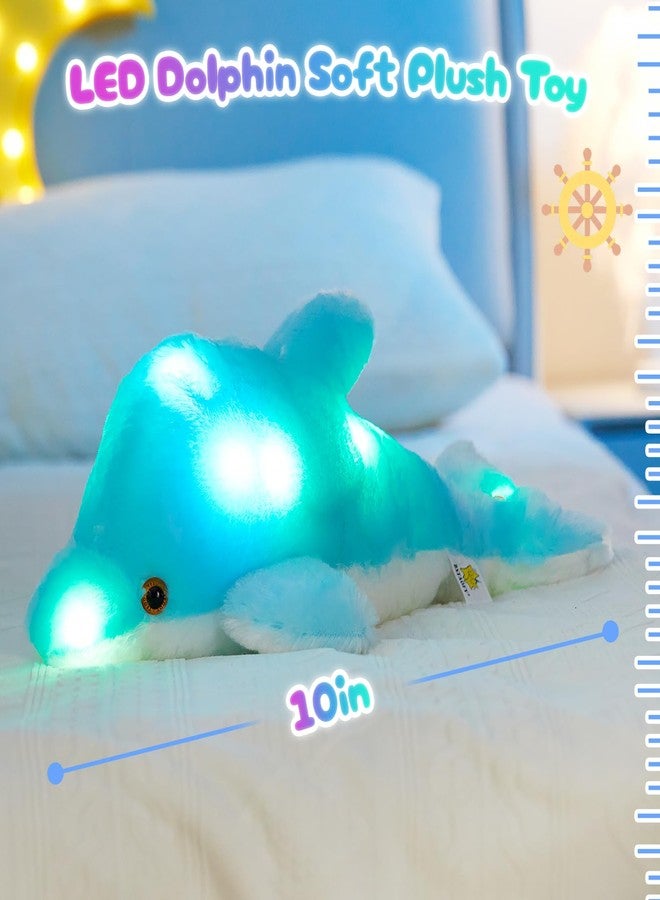 BSTAOFY 18'' Light up Dolphin Stuffed Animal Night Light Colorful Glowing Dolphin Soft LED Plush Toys Gift for Kids on Valentines Christmas Birthday Festivals, Blue - Image 2